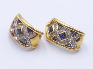 750 サファイア ダイヤ イヤリング(ピアス) 14.9g